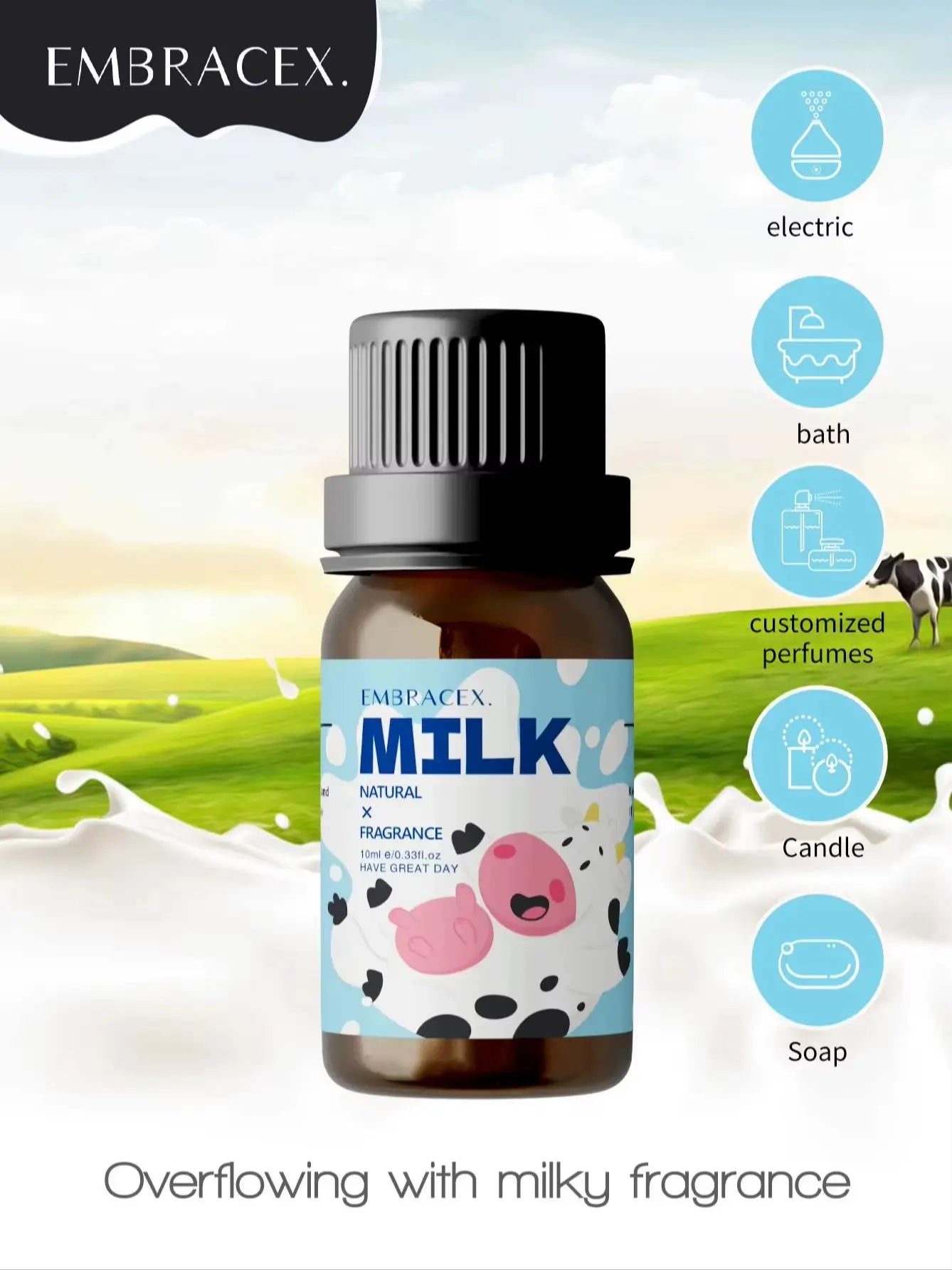 10ml Milk Fragrance Essential Oil – Long-Lasting Aroma for Diffusers, Car & Aromatherapy