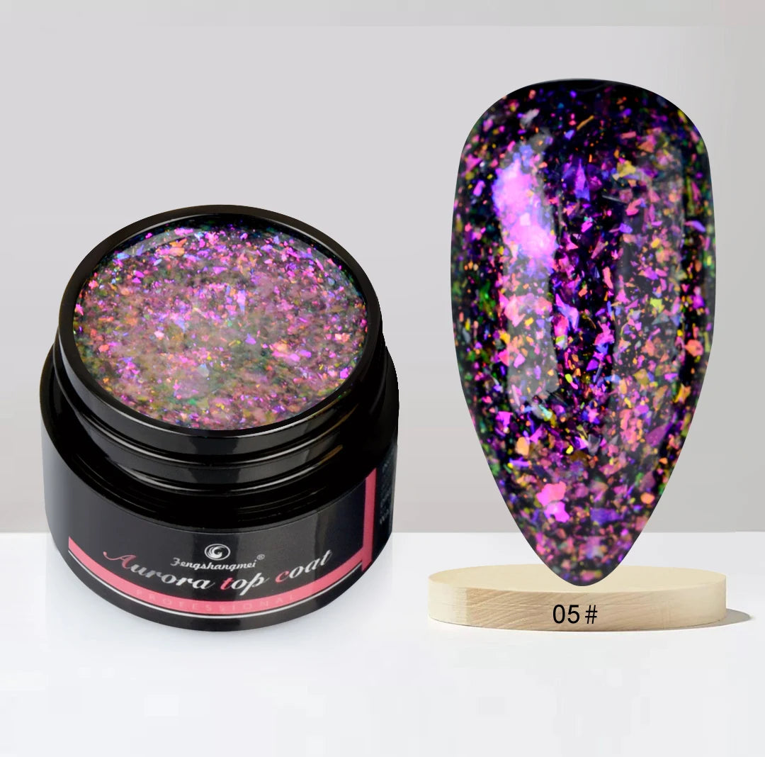 Aurora Gel Nail Polish (5g) – Shimmer Top Coat, Long-Lasting Hybrid UV/LED Soak-Off Gel