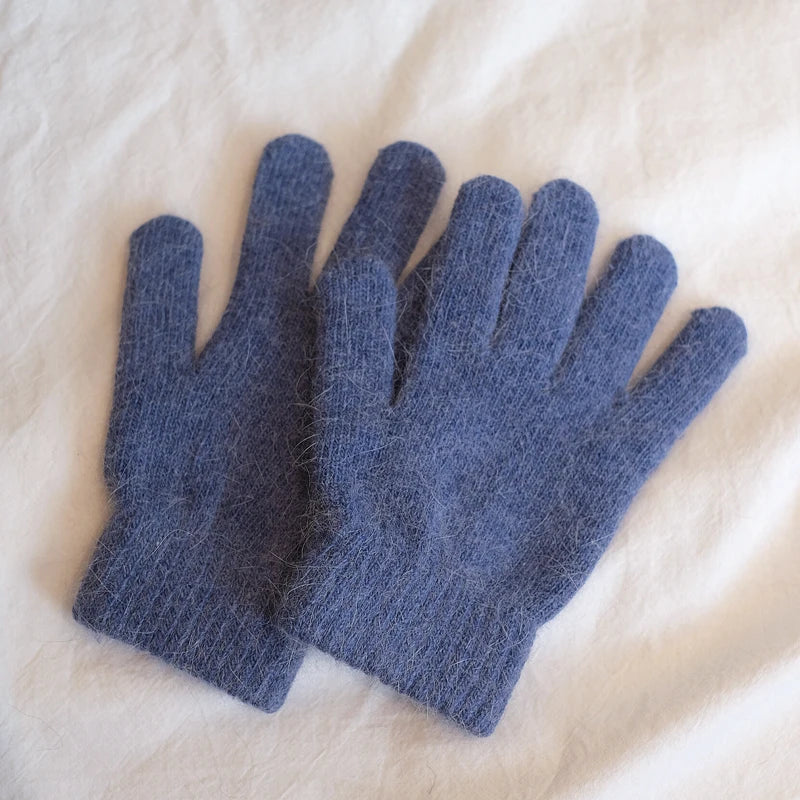 Cute Rabbit Knitted Winter Gloves – Women’s Fur Mittens