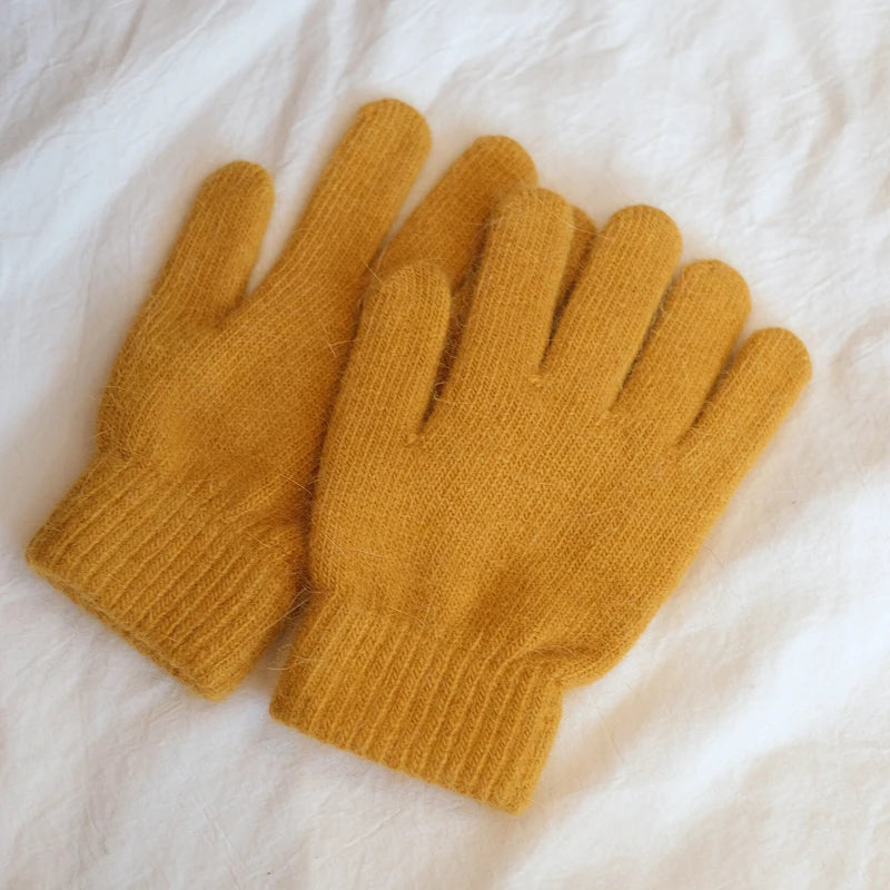 Cute Rabbit Knitted Winter Gloves – Women’s Fur Mittens