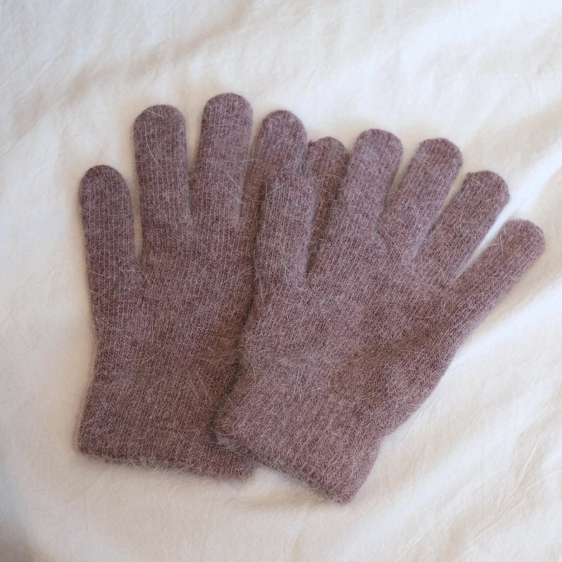 Cute Rabbit Knitted Winter Gloves – Women’s Fur Mittens