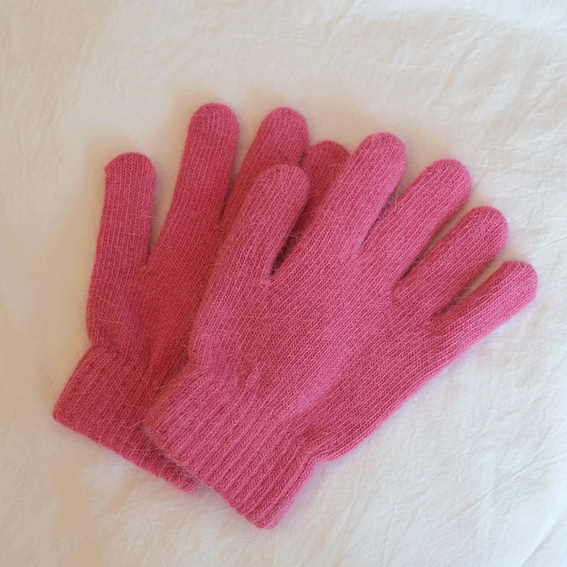 Cute Rabbit Knitted Winter Gloves – Women’s Fur Mittens