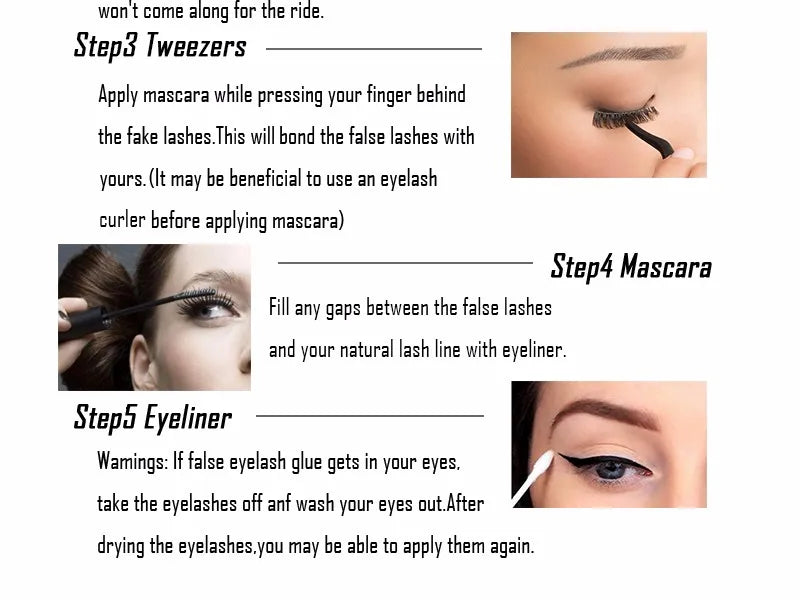 False Eyelash Kit – 3/5 Pairs Fluffy Mink Lashes with Tweezer & Brush