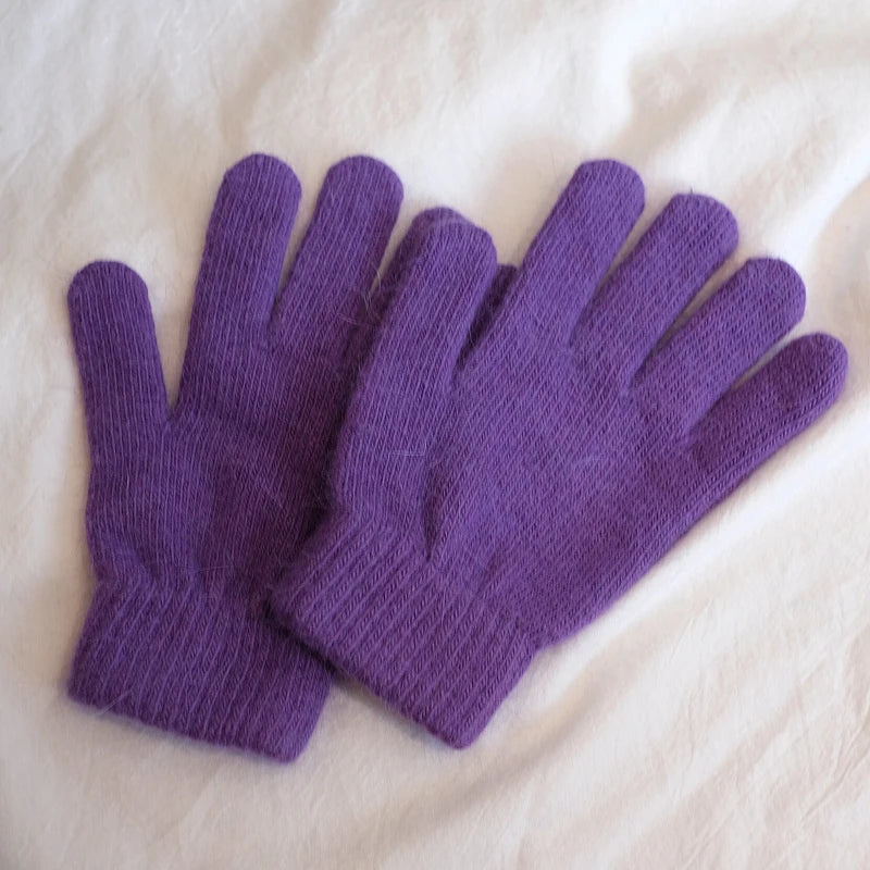 Cute Rabbit Knitted Winter Gloves – Women’s Fur Mittens