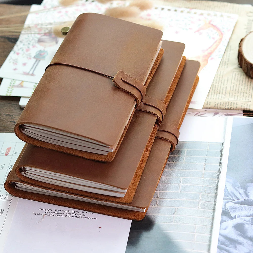 Genuine Leather Refillable Travel Journal – Handmade Retro Diary & Sketchbook