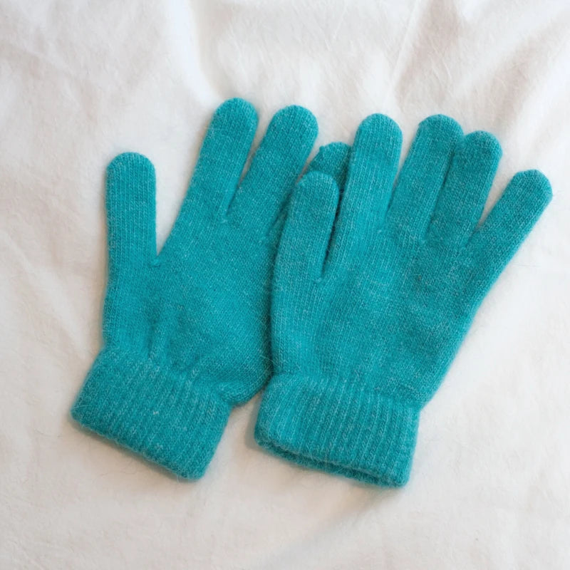 Cute Rabbit Knitted Winter Gloves – Women’s Fur Mittens
