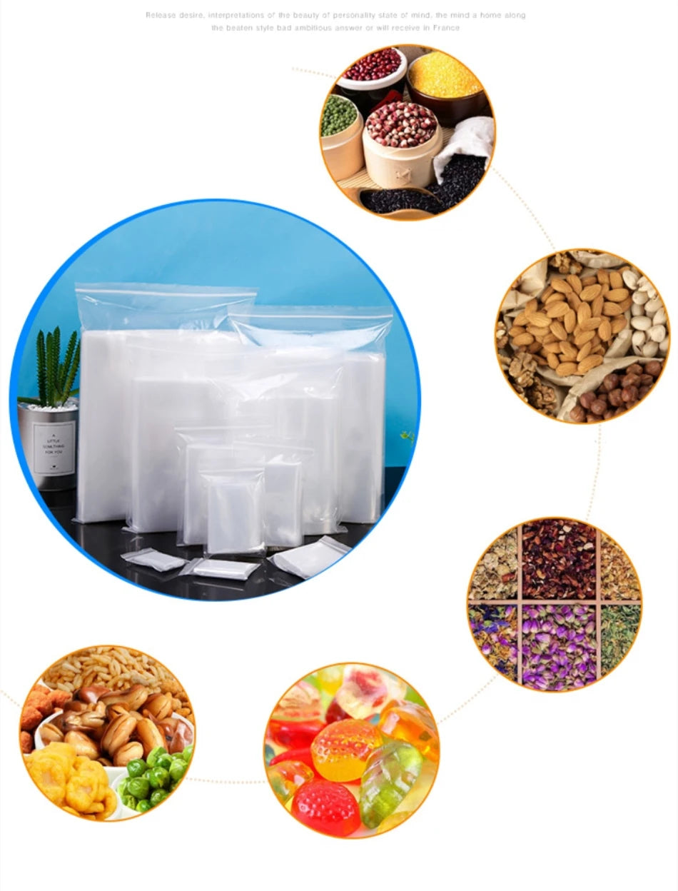 100pcs Transparent Ziplock Bags