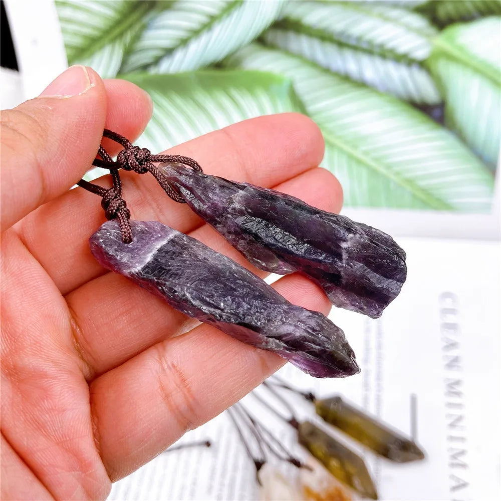 Natural Crystal Point Ornaments – Amethyst & Citrine Healing Stones