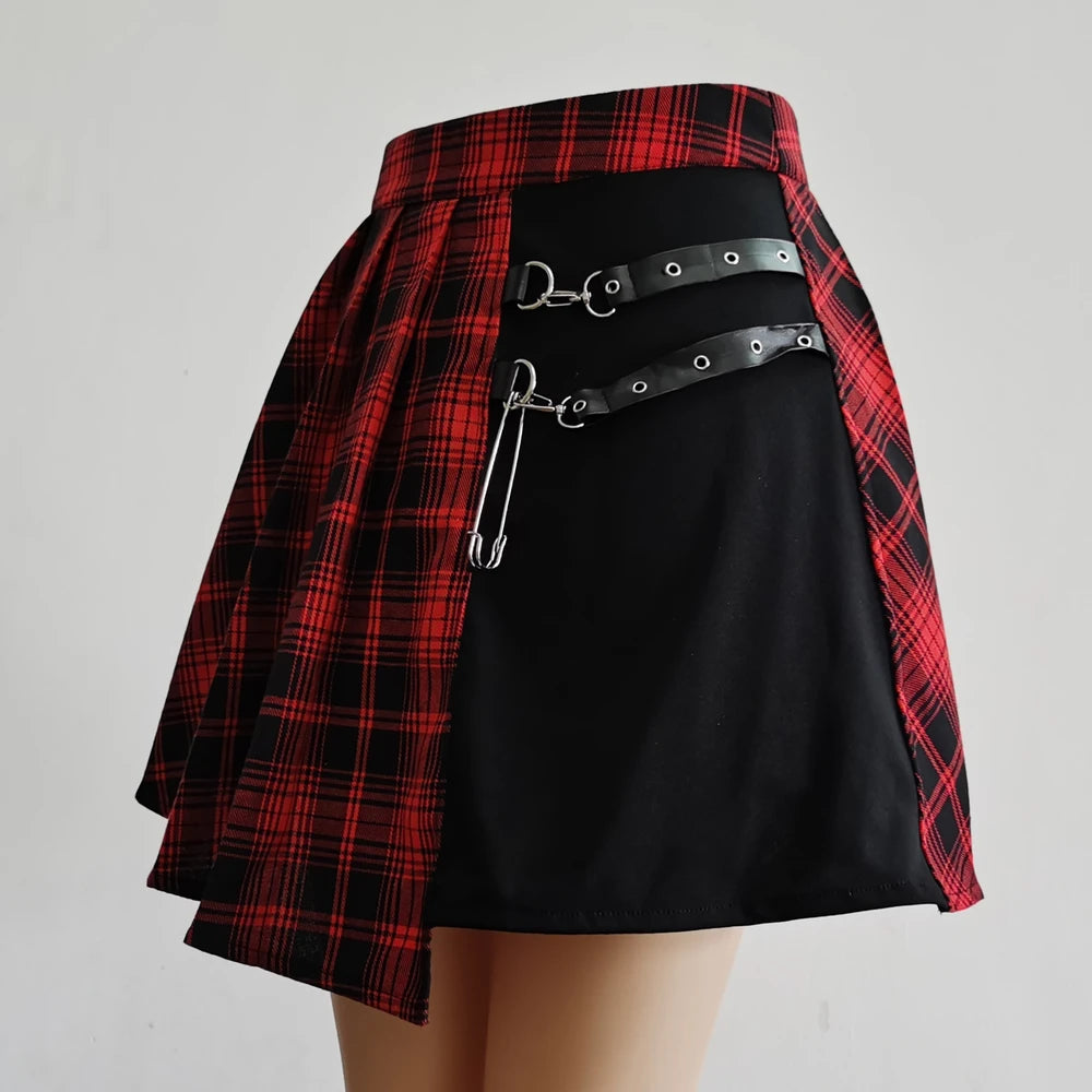 Irregular Gothic Pleated Mini Skirt – Harajuku Punk Asymmetric Skater Style