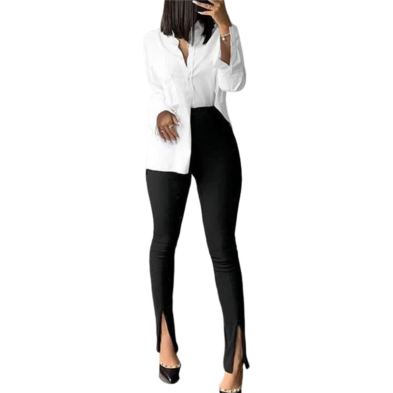 High Waist Flare Pants – Casual Slim Fit Slit Trousers