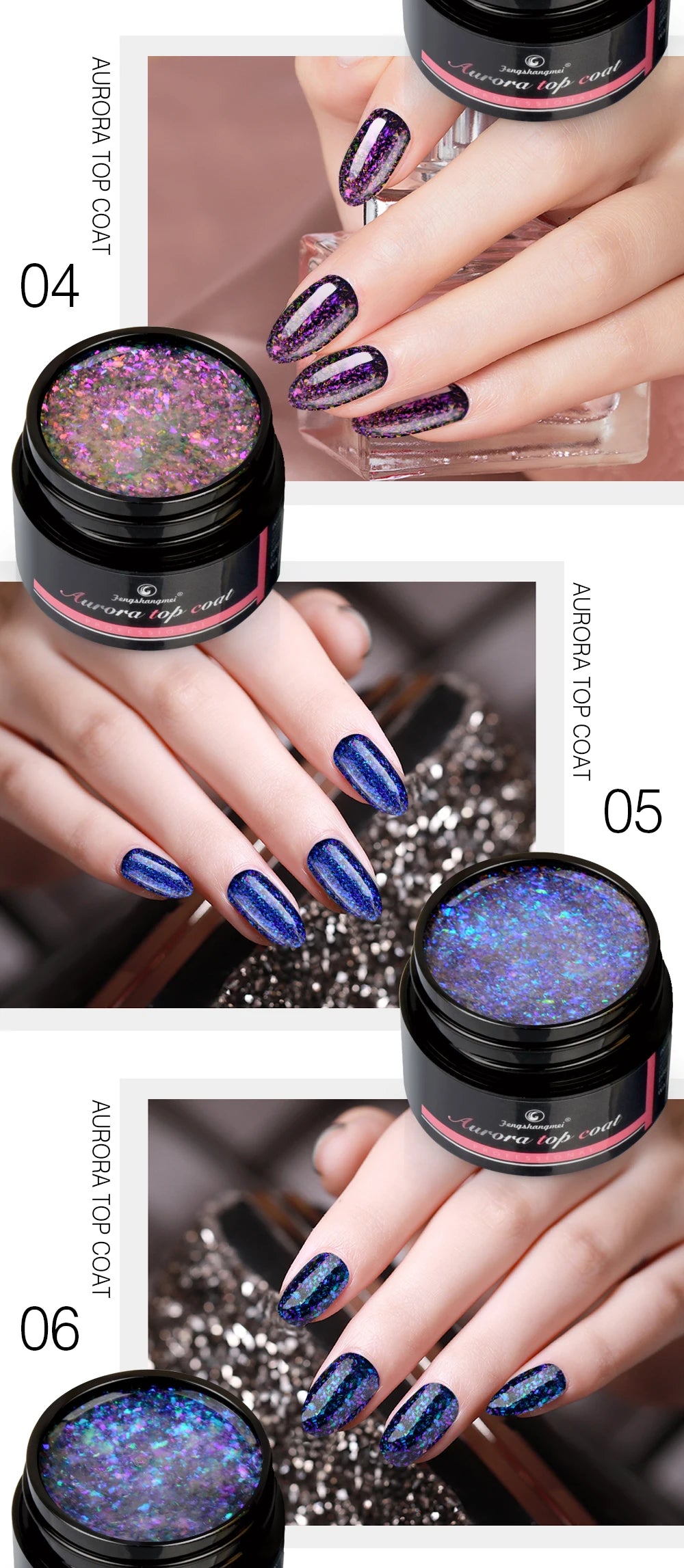 Aurora Gel Nail Polish (5g) – Shimmer Top Coat, Long-Lasting Hybrid UV/LED Soak-Off Gel