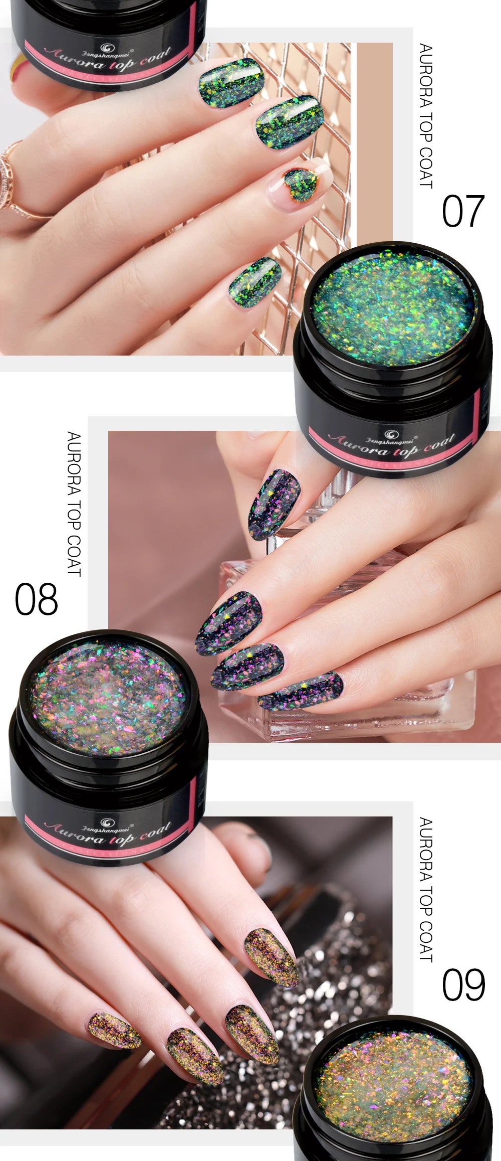 Aurora Gel Nail Polish (5g) – Shimmer Top Coat, Long-Lasting Hybrid UV/LED Soak-Off Gel