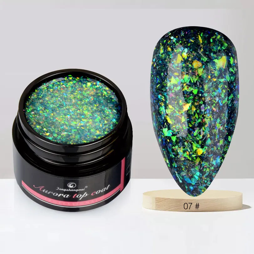 Aurora Gel Nail Polish (5g) – Shimmer Top Coat, Long-Lasting Hybrid UV/LED Soak-Off Gel