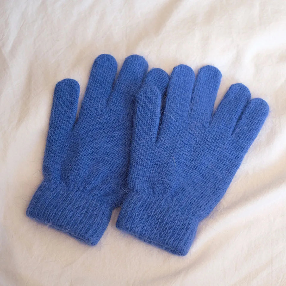 Cute Rabbit Knitted Winter Gloves – Women’s Fur Mittens