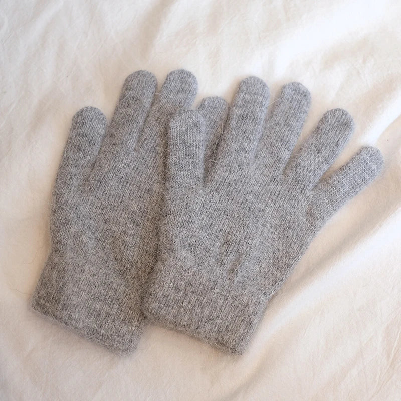 Cute Rabbit Knitted Winter Gloves – Women’s Fur Mittens