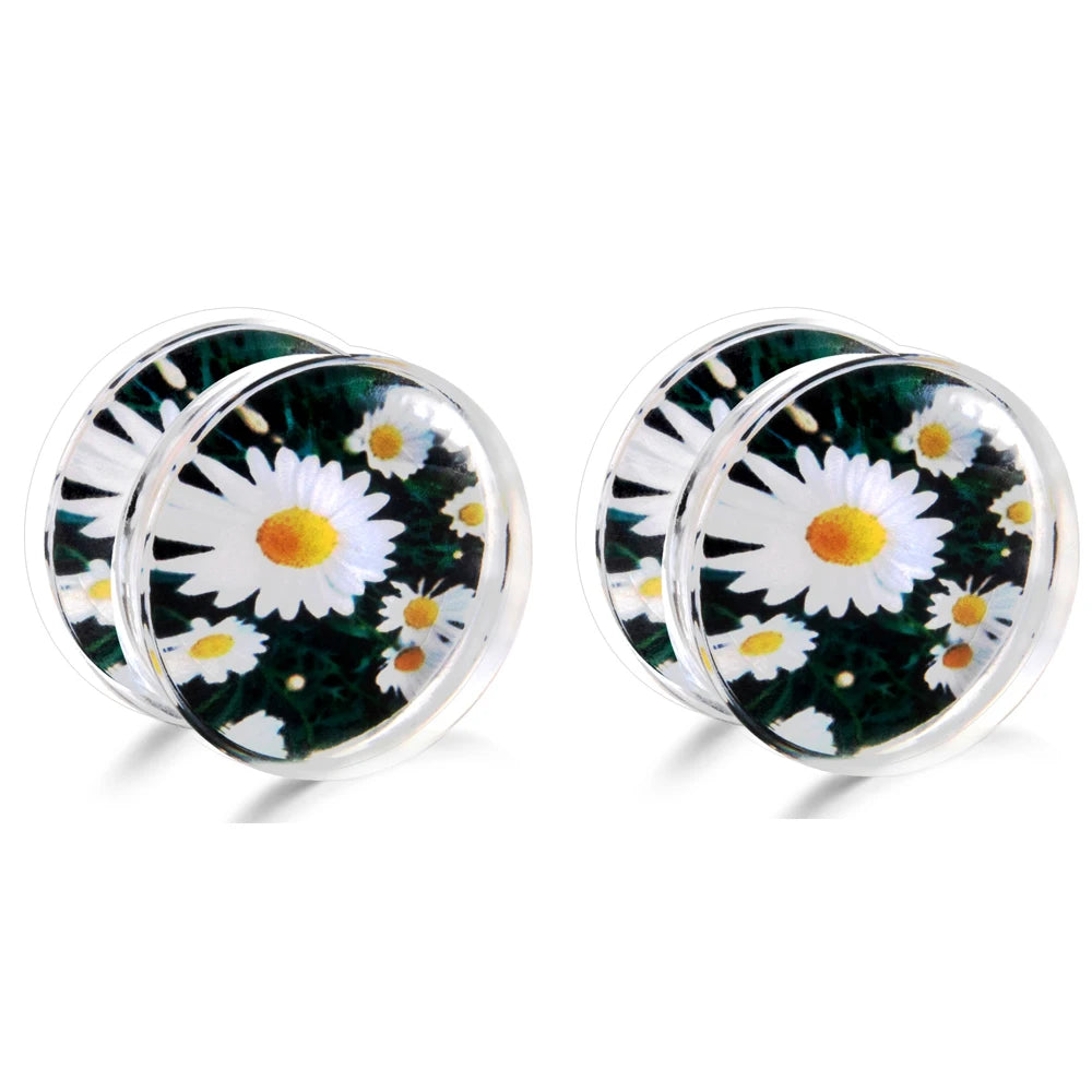 2pcs Stainless Steel Screw Ear Tunnel Plugs – Multi-Style Body Jewelry Flowers