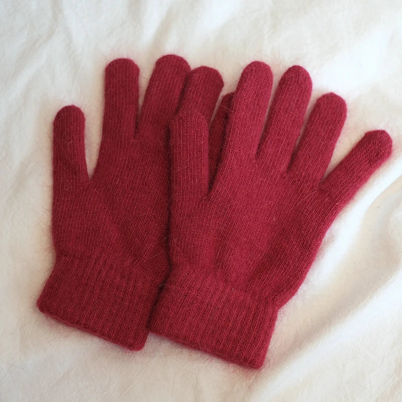 Cute Rabbit Knitted Winter Gloves – Women’s Fur Mittens