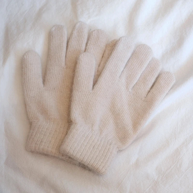 Cute Rabbit Knitted Winter Gloves – Women’s Fur Mittens