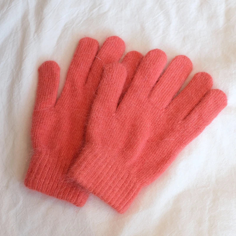 Cute Rabbit Knitted Winter Gloves – Women’s Fur Mittens