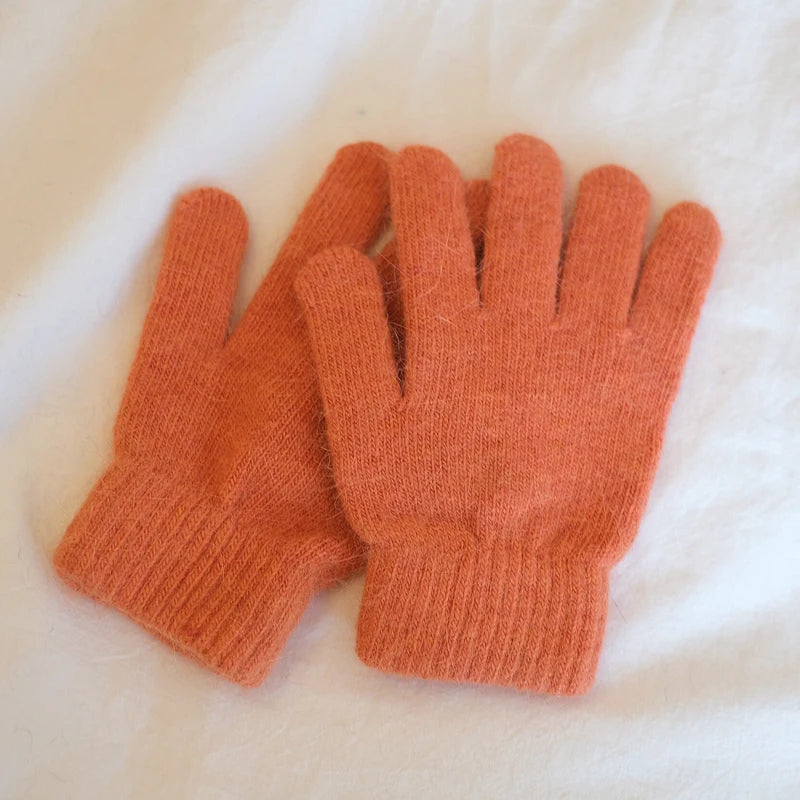 Cute Rabbit Knitted Winter Gloves – Women’s Fur Mittens