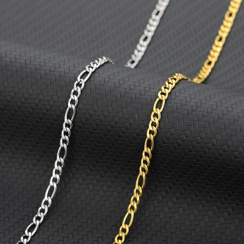 Chunky Figaro Chain Anklet – Unisex Stainless Steel Gold Anklet Jewelry (21+10cm)