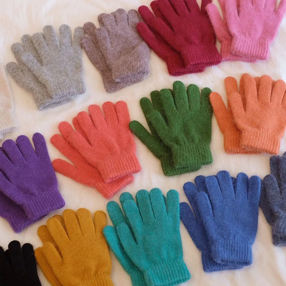 Cute Rabbit Knitted Winter Gloves – Women’s Fur Mittens