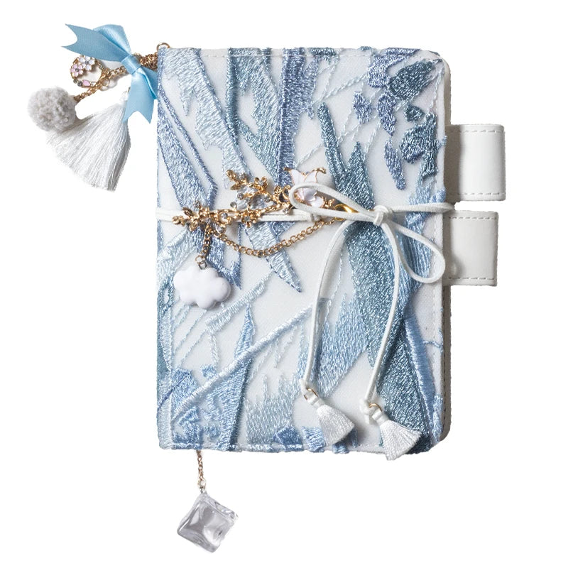 A5/A6 Cherry Blossom Embroidery Notebook – Cute Tassel Strap Diary & Student Planner