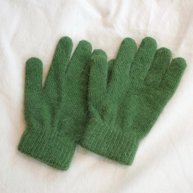 Cute Rabbit Knitted Winter Gloves – Women’s Fur Mittens
