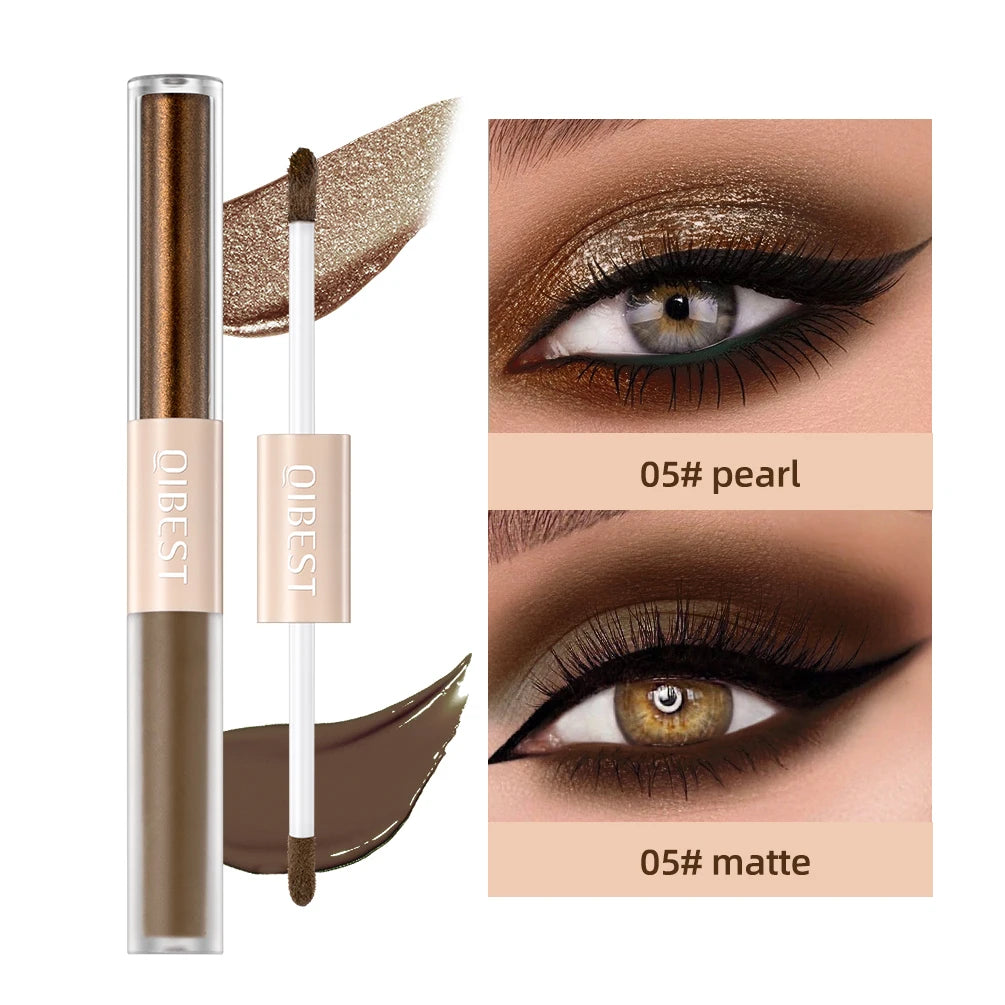 Double-Ended Glitter & Matte Eyeshadow Stick – 2-in-1 Waterproof Eye Makeup Pencil