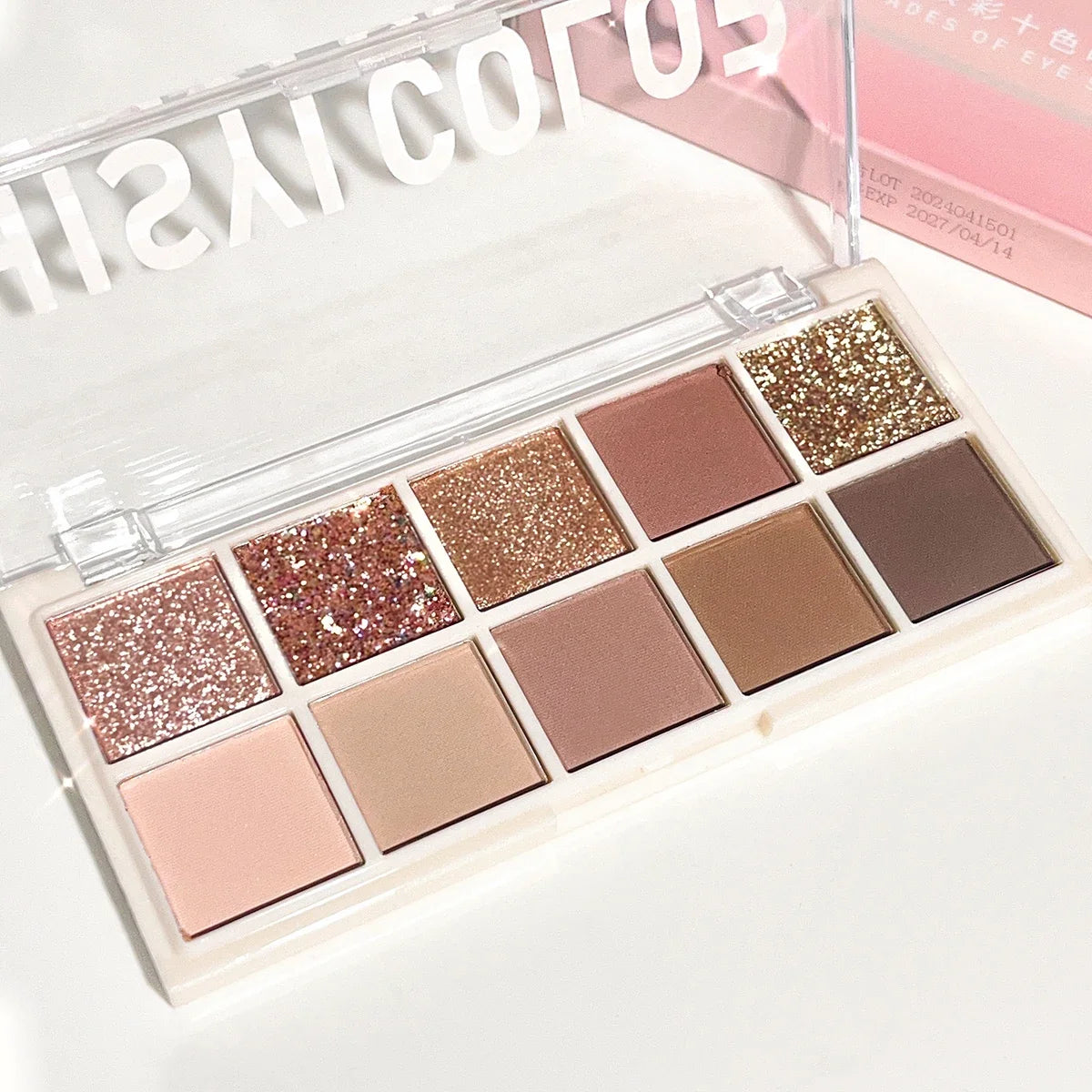 10-Color Matte & Glitter Eyeshadow Palette – Everyday Glam Meets All-Day Wear