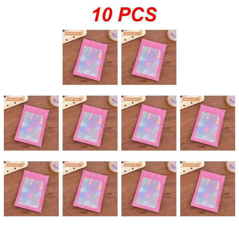 10pcs Holographic Smell-Proof Mylar Bags – Resealable Ziplock Pouches