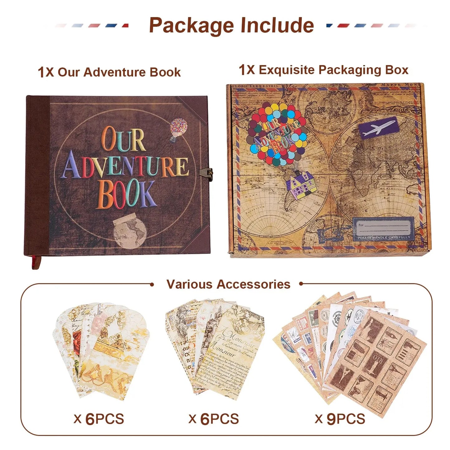 Our Adventure Book – 146-Page Retro Travel Diary & DIY Photo Album Scrapbook