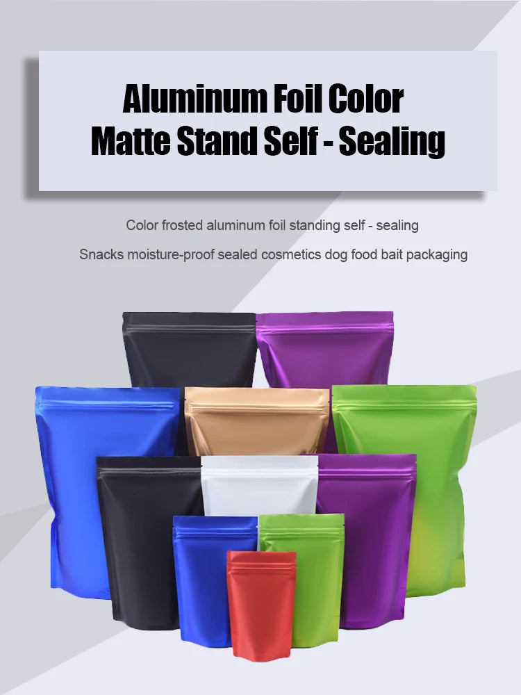 50pcs Custom Printed Resealable Mylar Bags – Stand Up Ziplock Pouches