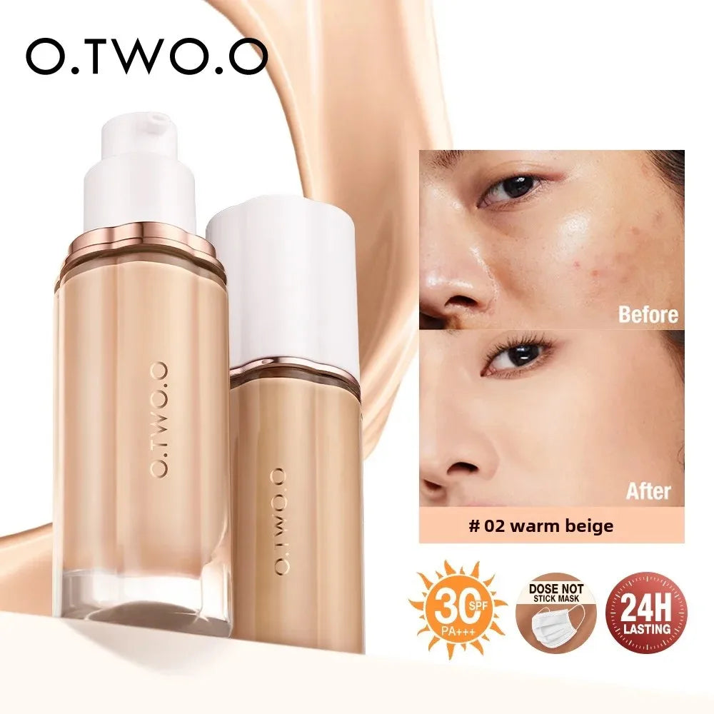 O.TWO.O Liquid Foundation Cream – High Coverage, SPF30 & Waterproof Base (30ml)