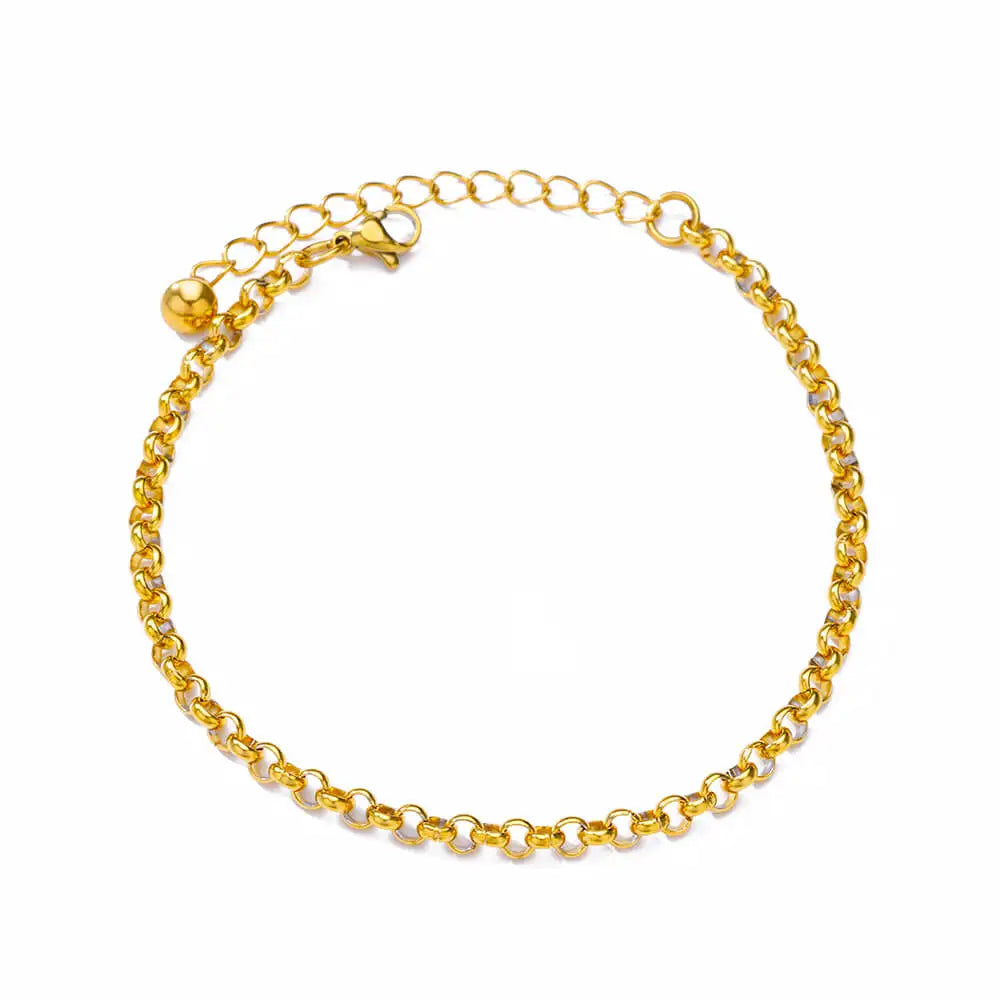 Chunky Figaro Chain Anklet – Unisex Stainless Steel Gold Anklet Jewelry (21+10cm)