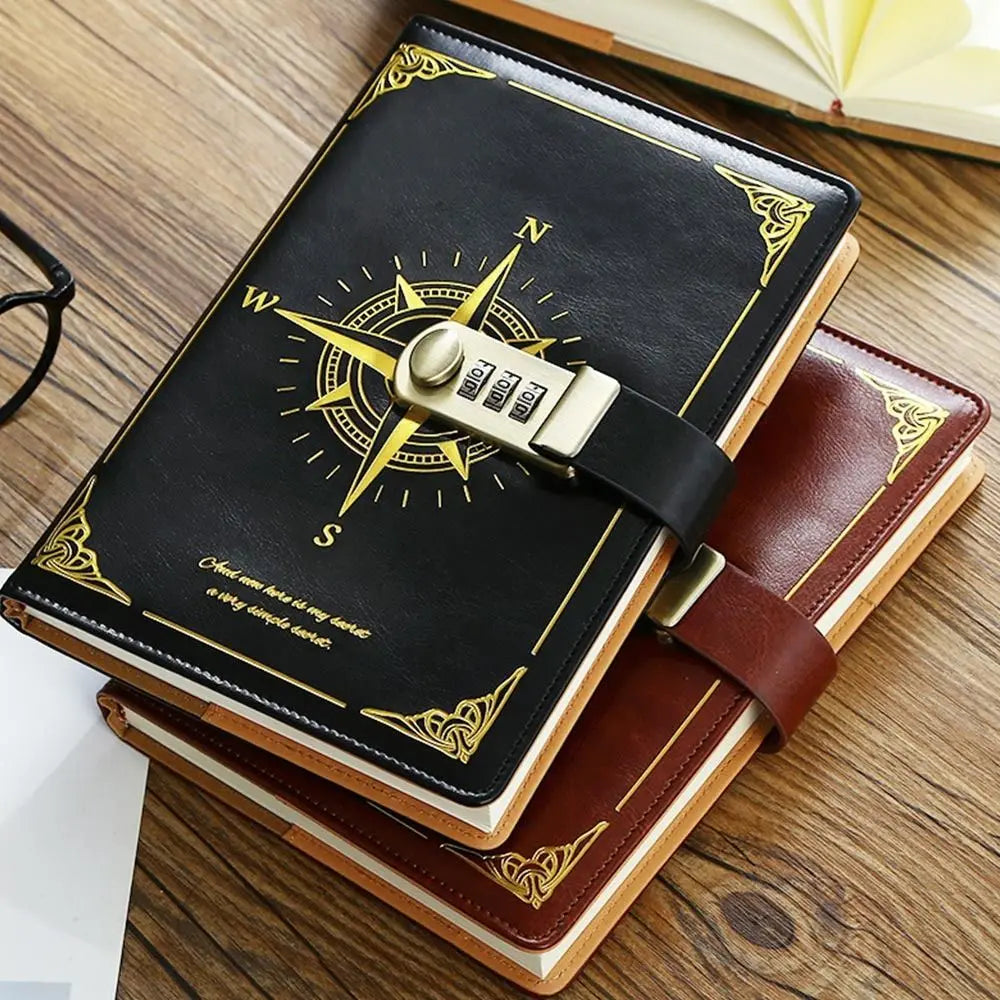 A5 Retro Password Lock Notebook – 200 Sheets Creative Thickened Diary & Stationery