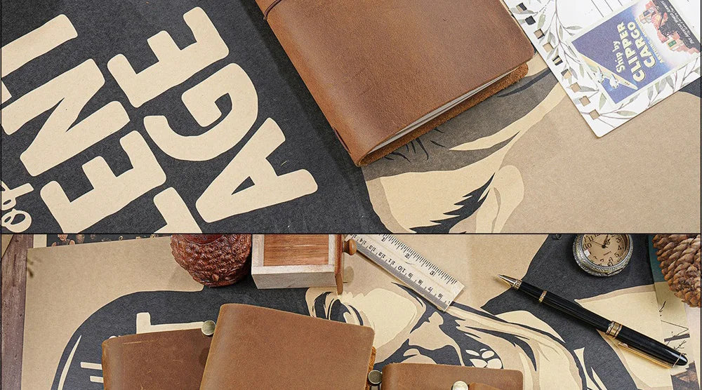 Genuine Leather Refillable Travel Journal – Handmade Retro Diary & Sketchbook