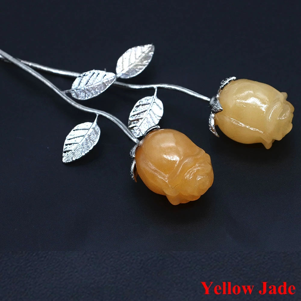 Crystal Carved Rose Flower – Natural Gemstone Decoration & Healing Gift