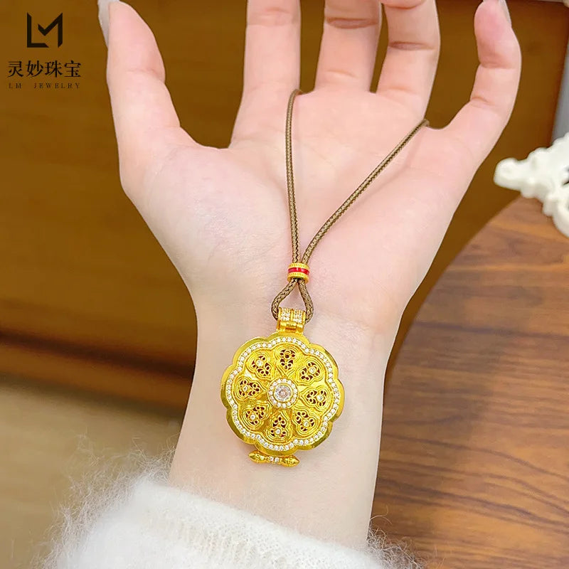 24K Real Gold Sand Dot Pendant – Classic Elegance, Timeless Craft