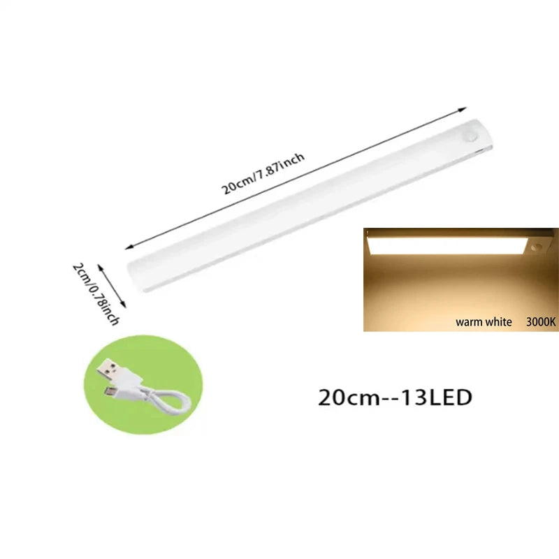 PIR Motion Sensor LED Under Cabinet Lamp – Rechargeable & Dimmable