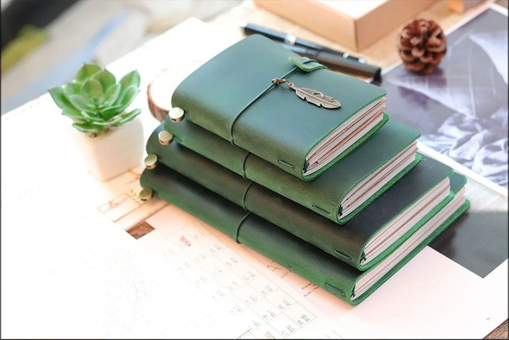 Genuine Leather Refillable Travel Journal – Handmade Retro Diary & Sketchbook