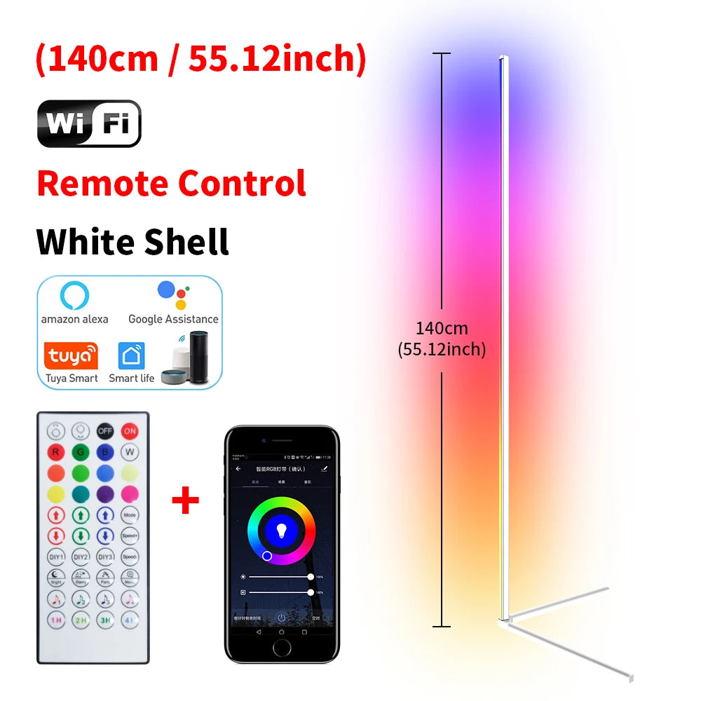 Dimmable RGB Corner Floor Lamp – Smart LED Mood Light (140cm)
