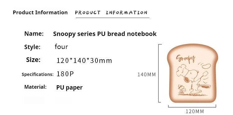 Cute Snoopy Bread-Shaped Notebook – Cartoon Mini Journal for Kids & Kawaii Stationery Lovers