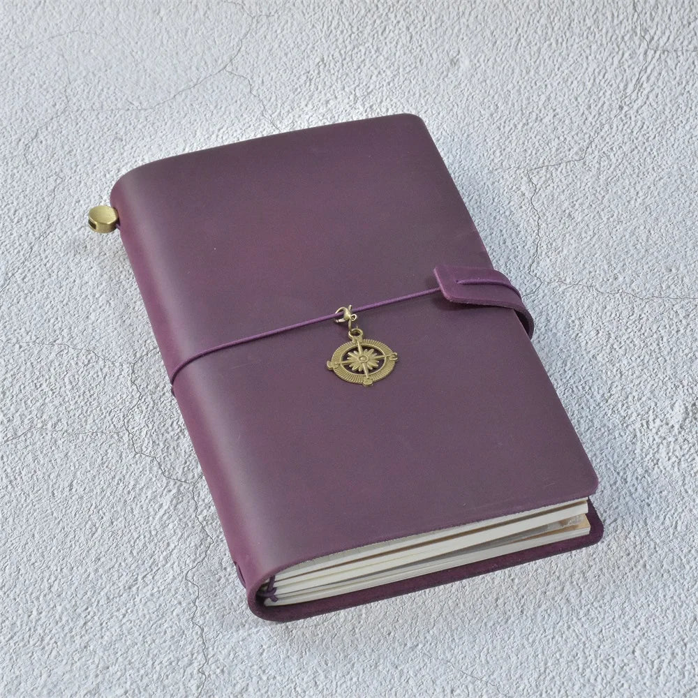 Genuine Leather Refillable Travel Journal – Handmade Retro Diary & Sketchbook