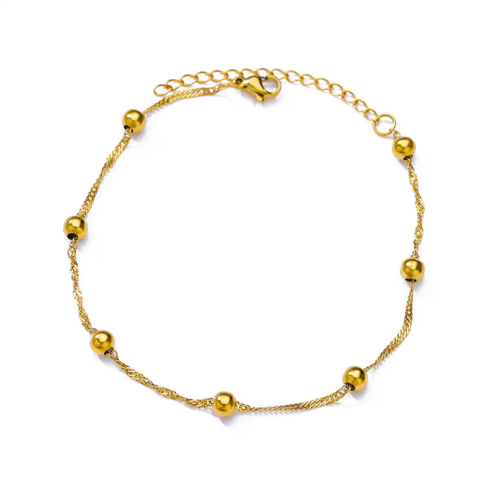 Chunky Figaro Chain Anklet – Unisex Stainless Steel Gold Anklet Jewelry (21+10cm)
