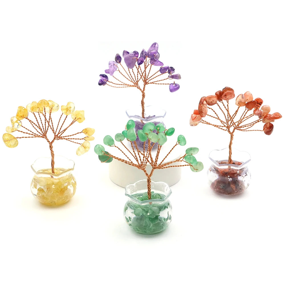 Mini Crystal Money Tree – Natural Gemstone Wire-Wrapped Decoration