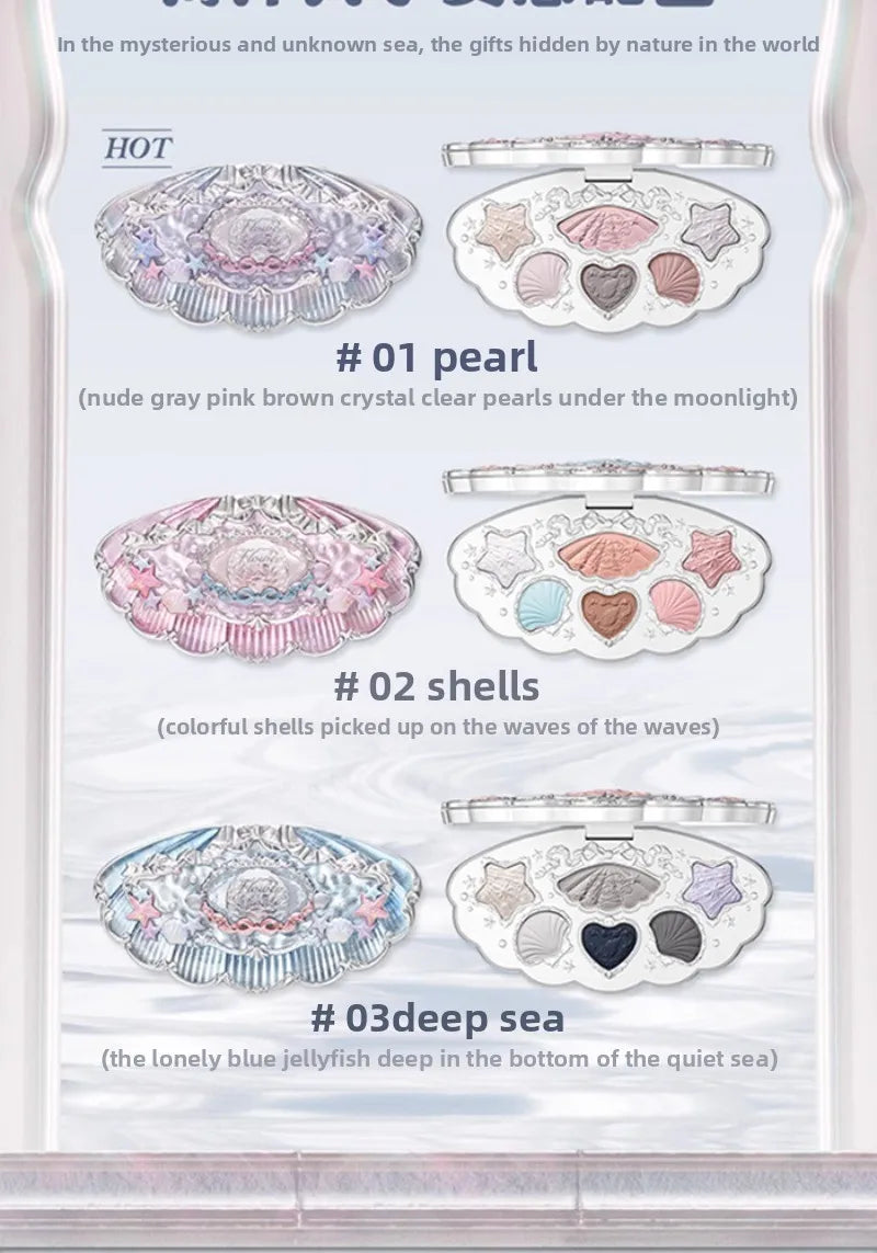 Shell Pearl 6-Color Eyeshadow Palette – Matte, Shimmer & Metallic Glow