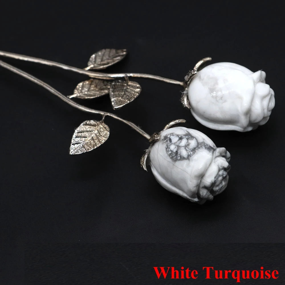 Crystal Carved Rose Flower – Natural Gemstone Decoration & Healing Gift