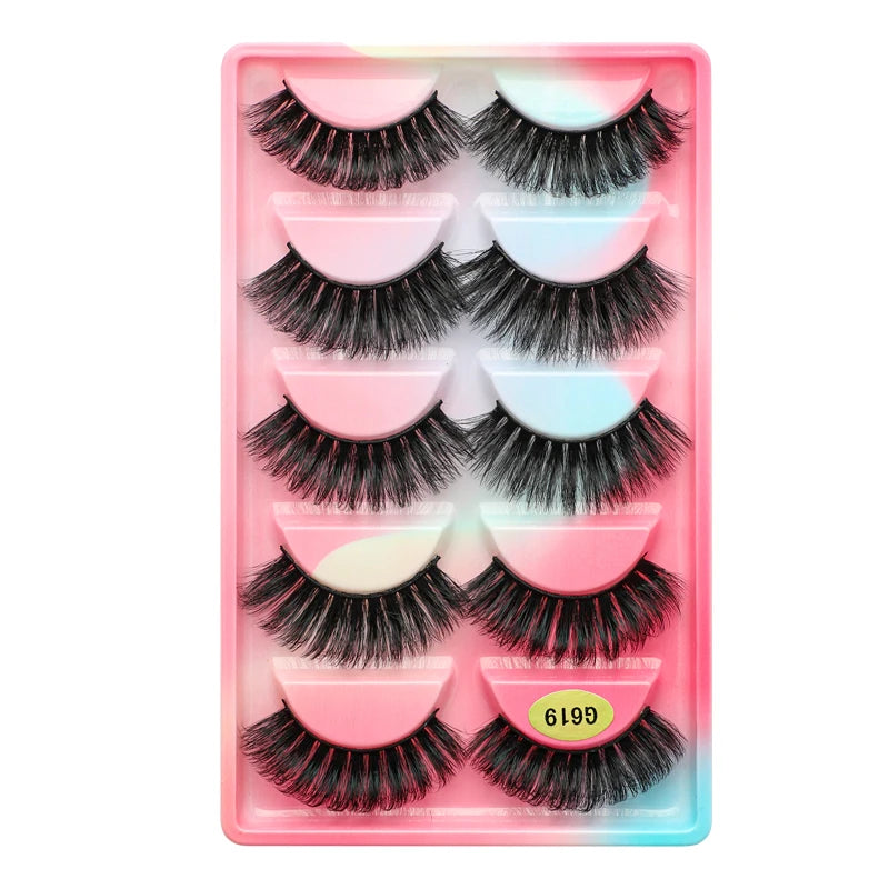 False Eyelash Kit – 3/5 Pairs Fluffy Mink Lashes with Tweezer & Brush