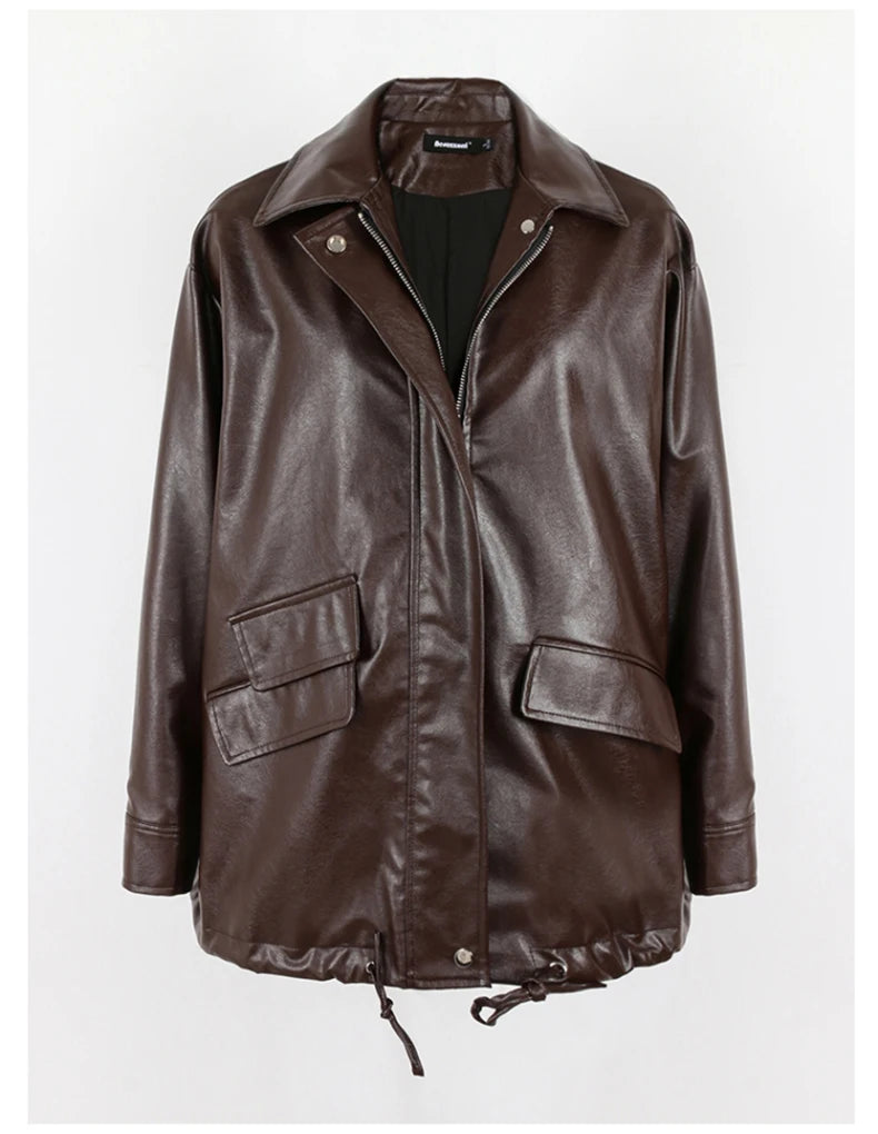 Oversized Faux Leather Jacket – Casual Cool Street Style